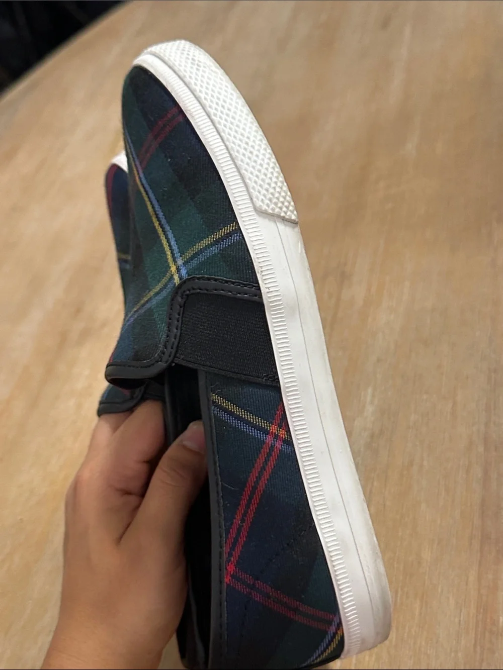 Lauren Ralph Lauren Men’s Plaid Slip-On Sneakers - Black/Green
